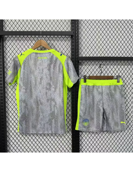 Back view of Manchester City 3rd Kit 25/26 kids, ideal for collectors and young fans