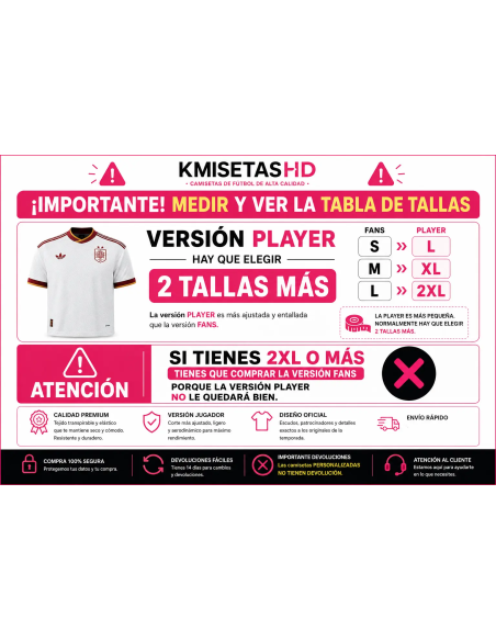 Spain Home 2026 WC 2 Stars Players Jersey | Premium Quality