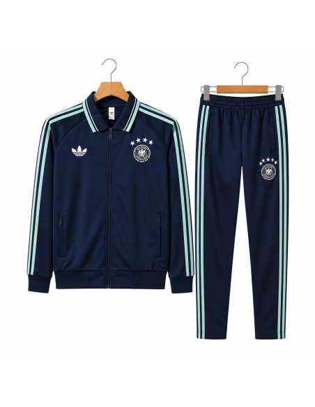 Germany 2026 blue presentation tracksuit full jacket and pants set front view