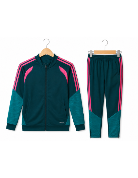Real Madrid 2026 2027 green full zip tracksuit jacket and pants set front view