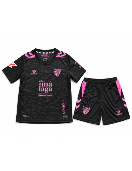 Málaga CF 2026 2027 kids 3rd kit jersey and shorts front view