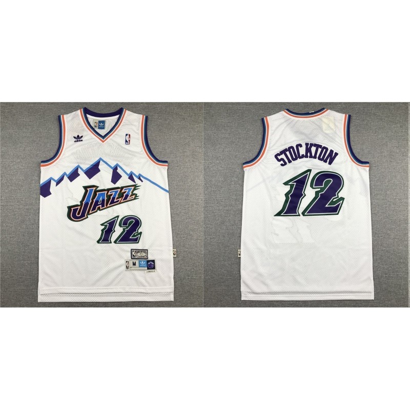 Utah Jazz Stockton Retro Blanca