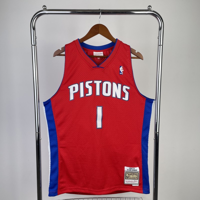 Detroit Pistons Retro 08/09 Iverson (Serigrafiada) Roja