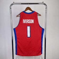 Detroit Pistons Retro 08/09 Iverson (Serigrafiada) Roja 2
